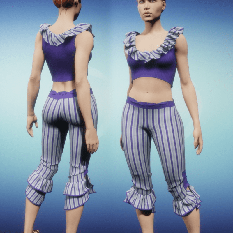Ruffled Capris Set - Purple Outfit