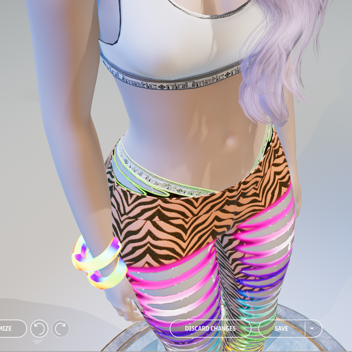 Orange Zebra Glowing Animated Ripped Leggings with Ripped Undies