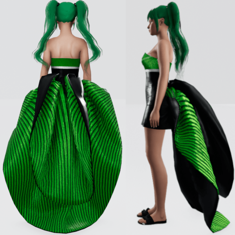 Emissive Animated Firefly Bustle - Green and Black