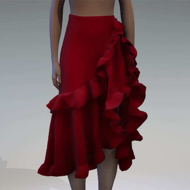 Red ruffle skirt