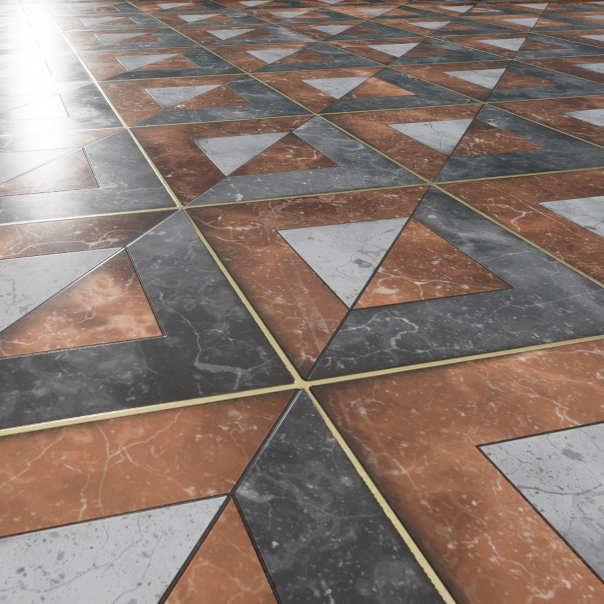 Art Deco Floor Brown-Grey