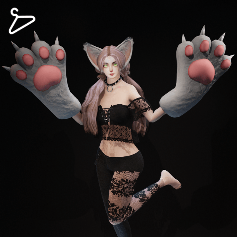 Cat Paw Gloves - White