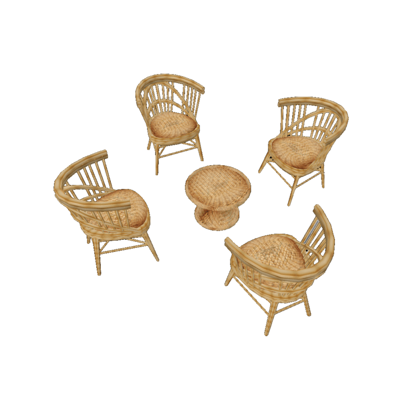 Bamboo Chairs Set x 4