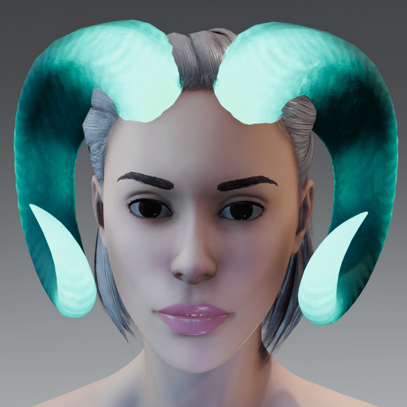 Spirit Of The Ram (Horns) - Black + Cyan