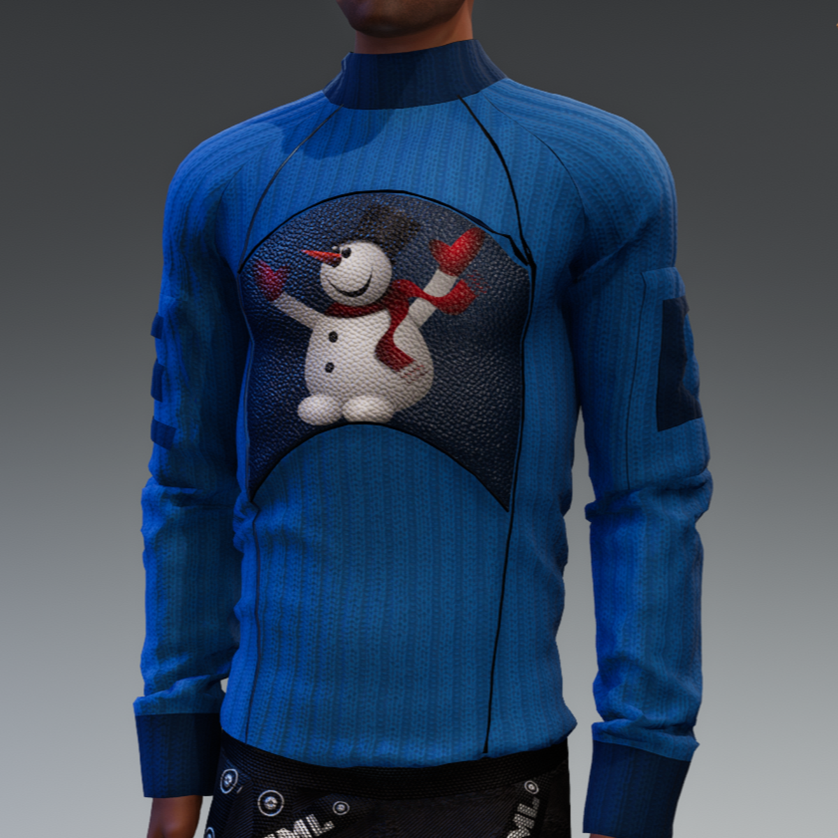 Christmas Sweater With Happy Snowman