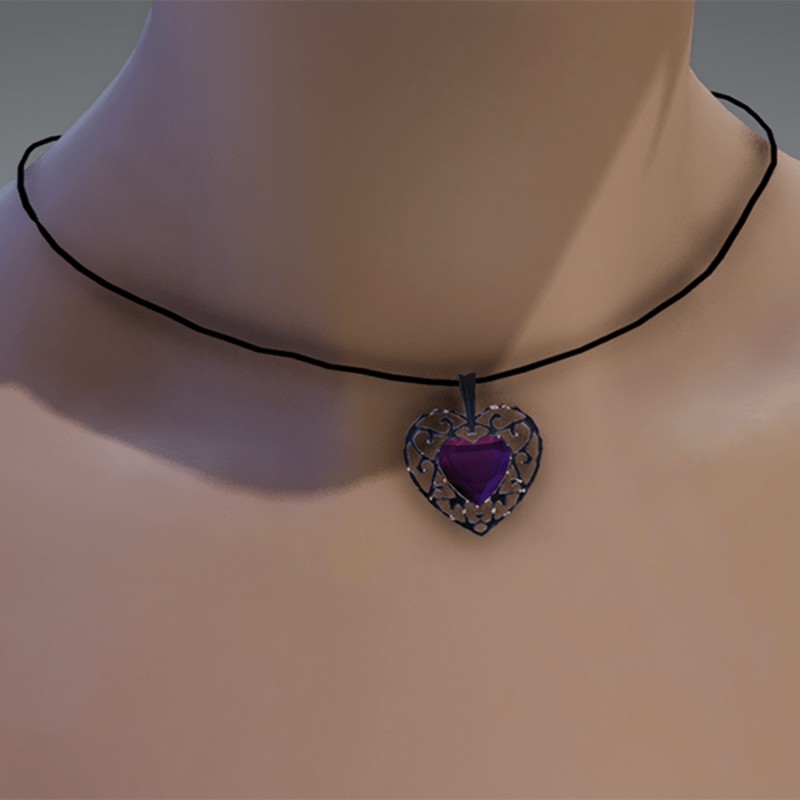 Violet heart pendant necklace