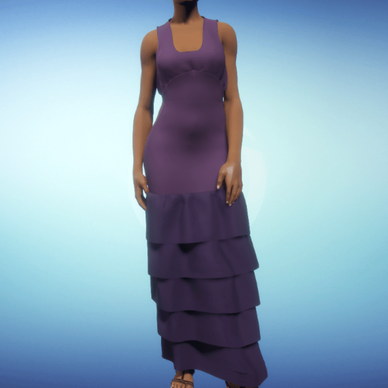 Ruffled Gown - Grape