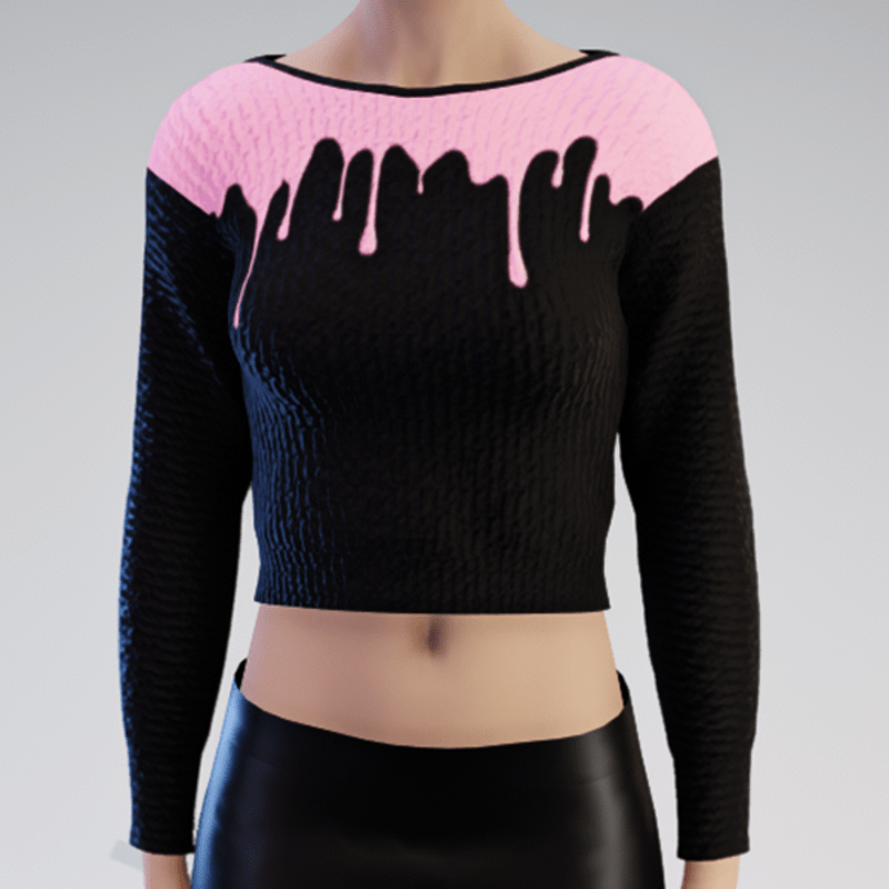 Pink and Black Drops Pullover knitted