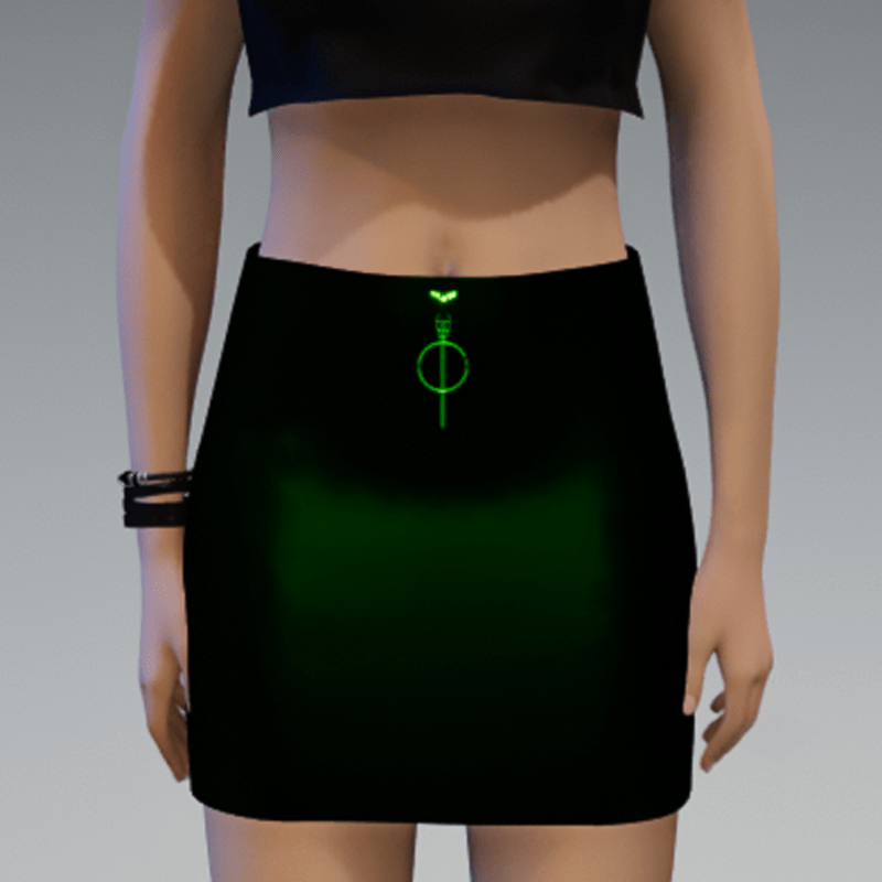 Metalic Shiny Darkgreen Skirt with Green Zipper