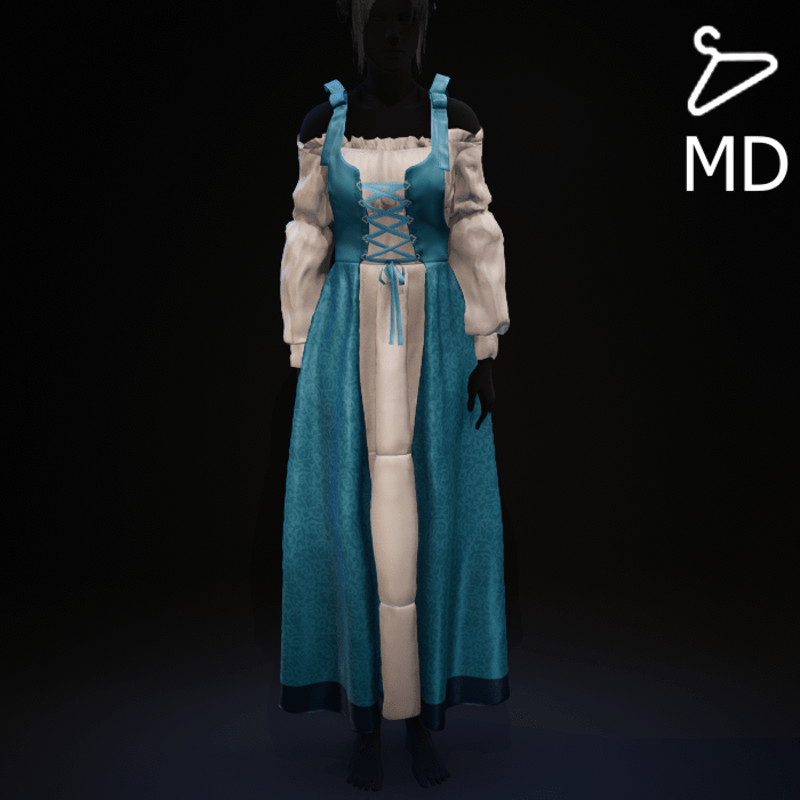 Cyan Blue - Medieval Dress