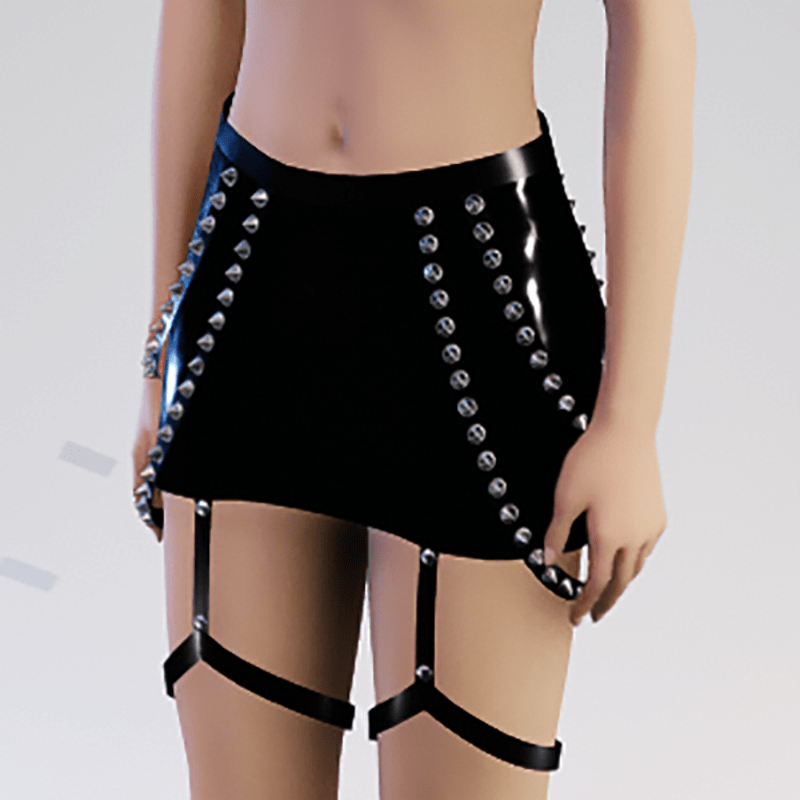 Black latex skirt - silver