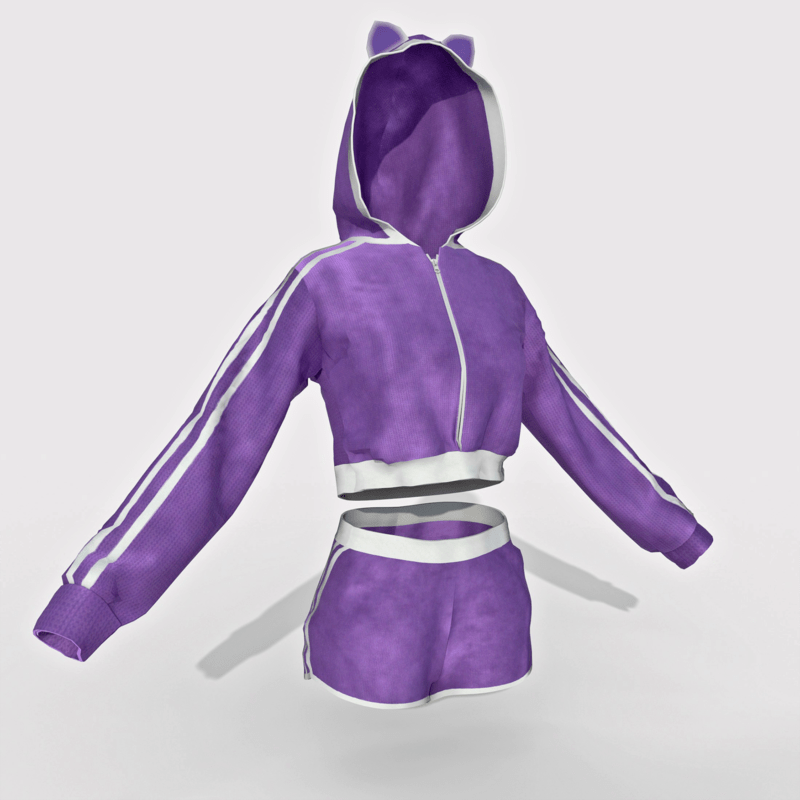 Hoodie and Shorts Violet