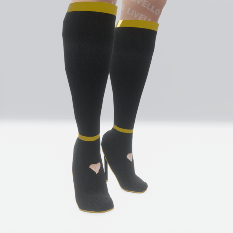 Heels With Heart Boots Knee High Black Gold (TM)