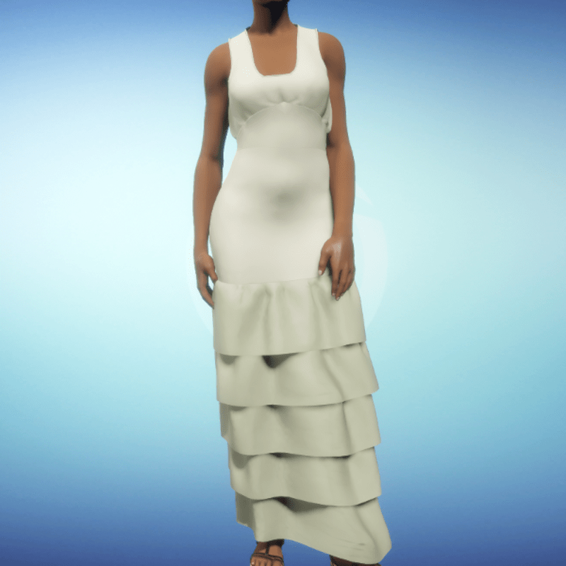 Ruffled Gown - Cream