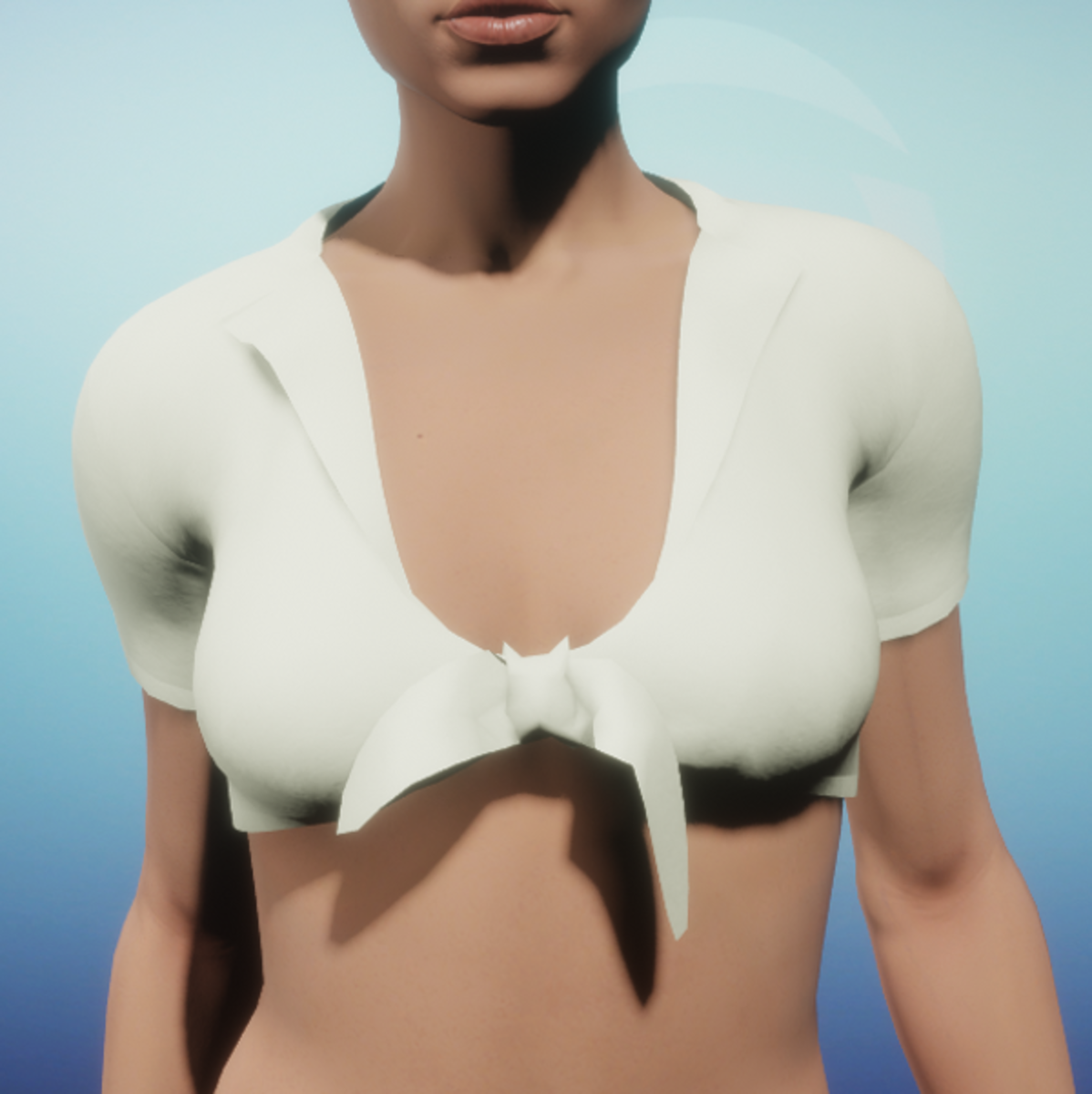 Sexy School Girl Top Tie-up Bolero Style Cotton Textured - Off White - AV2