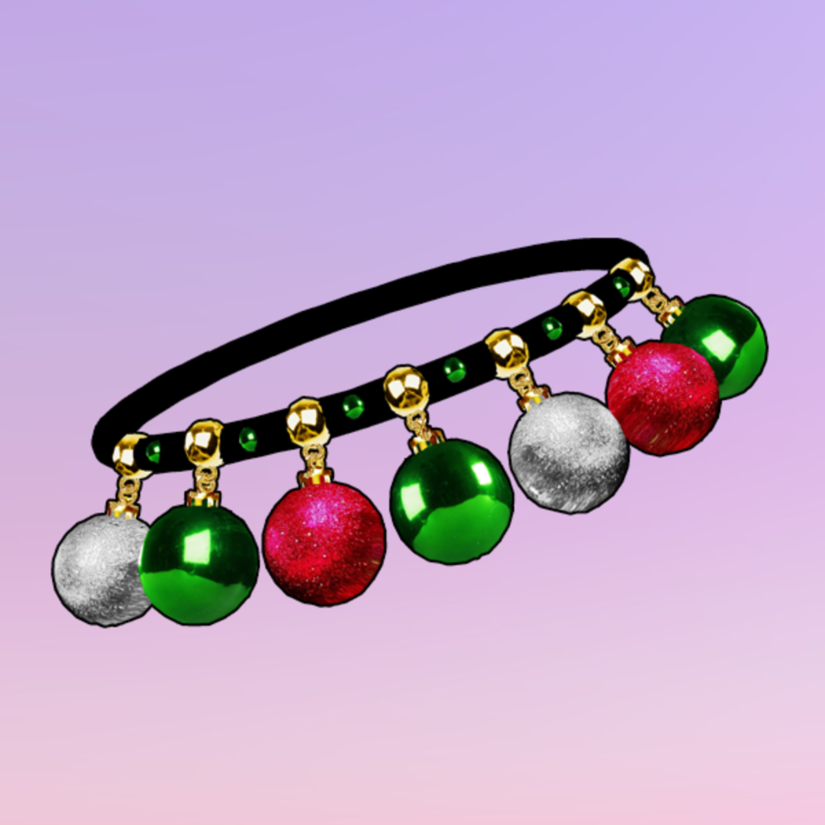 Ornaments Choker Pink Green Silver