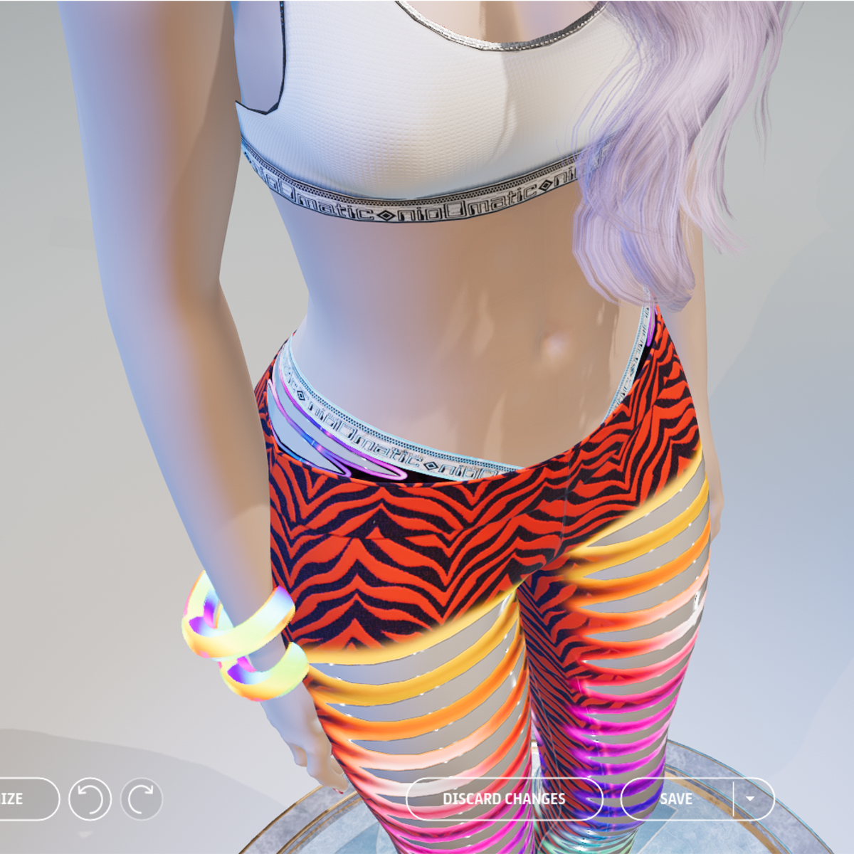 Red Zebra Glowing Animated Ripped Leggings with Ripped Undies