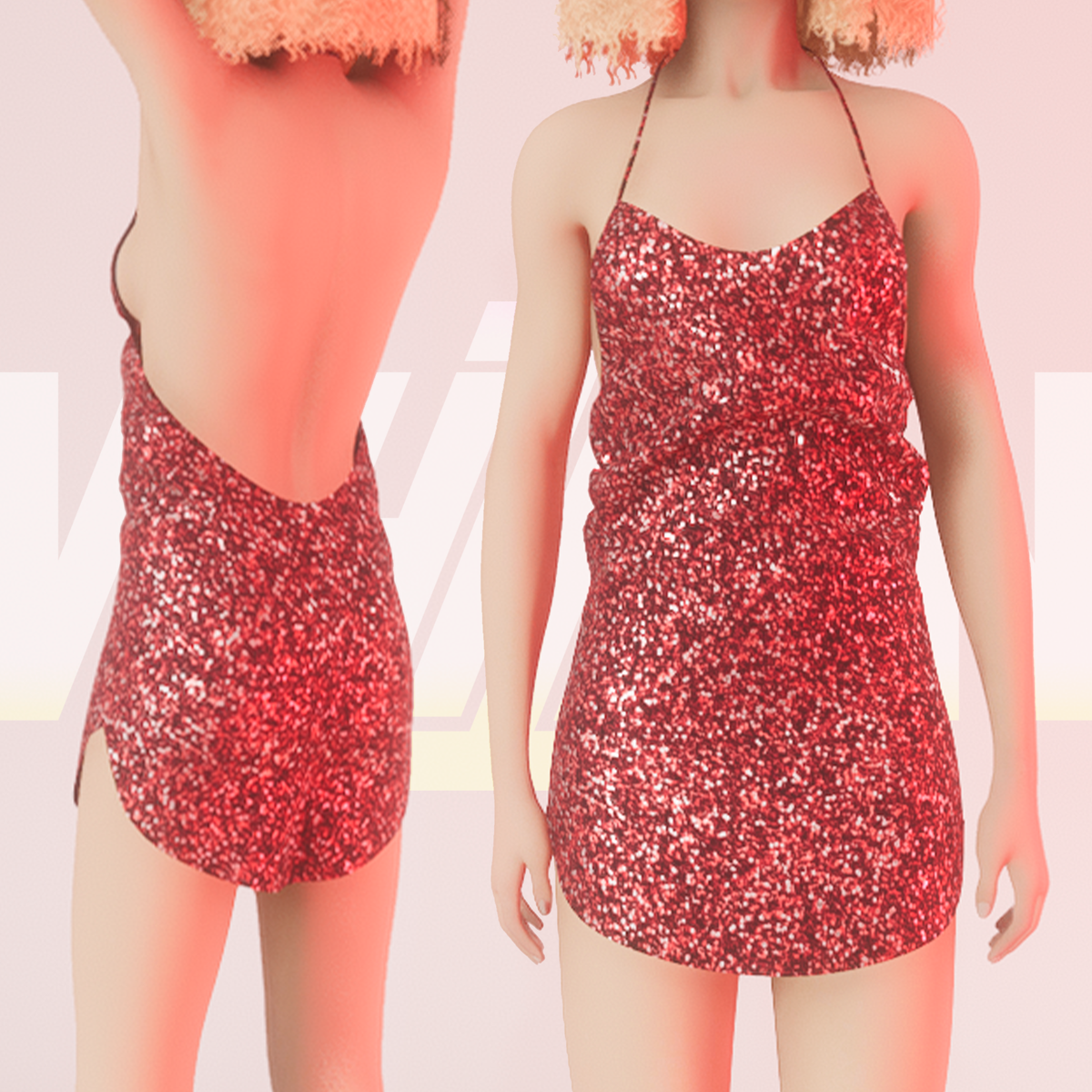 Red Party Glitter Dress