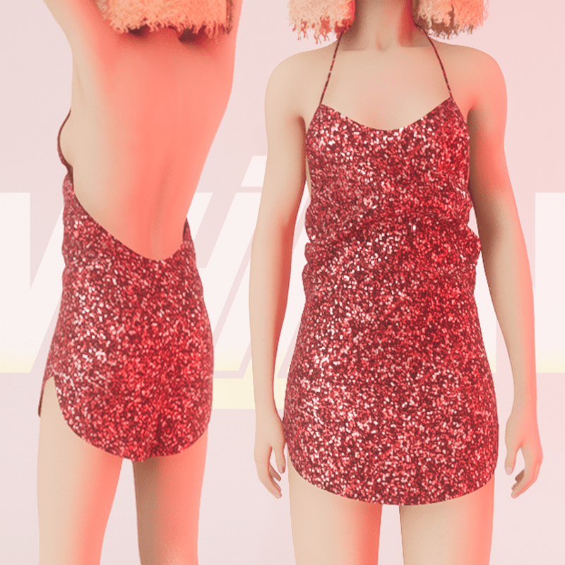 Red Party Glitter Dress