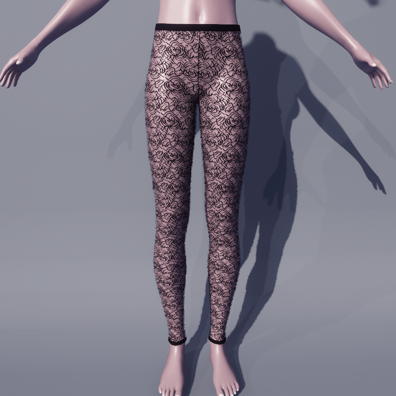 L.F. MICHELLE LEGGING ROSES LACE BLACK 1