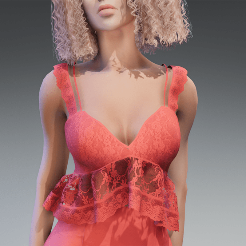 Lace Summer Top in Coral