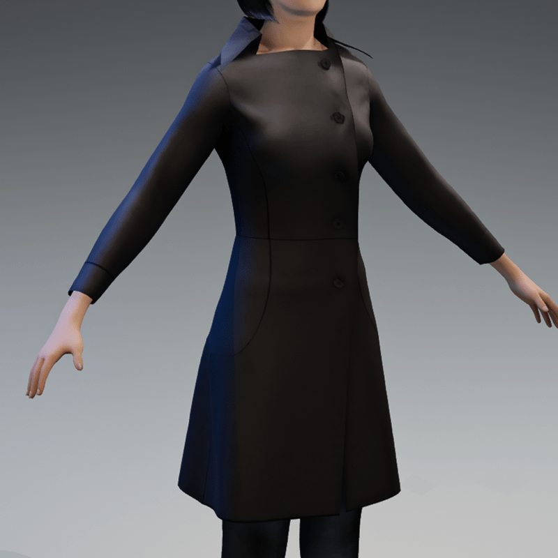 Winter Long Thick Black Coat ( Female )