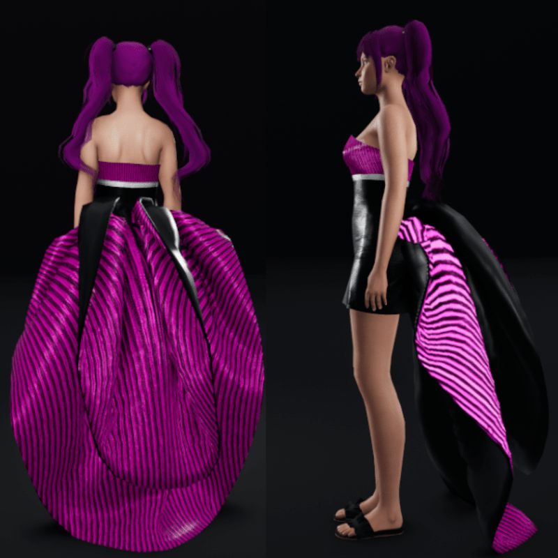 Emissive Animated Firefly Bustle - Pink and Black