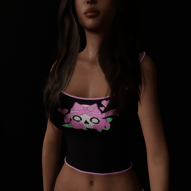 Kawaii Rose Skull Spaghetti Strap Top