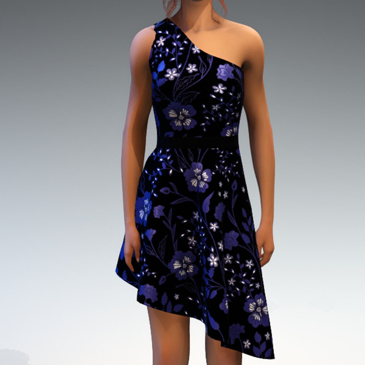 Shoulder Strap Dress in Painted Garden - Blue