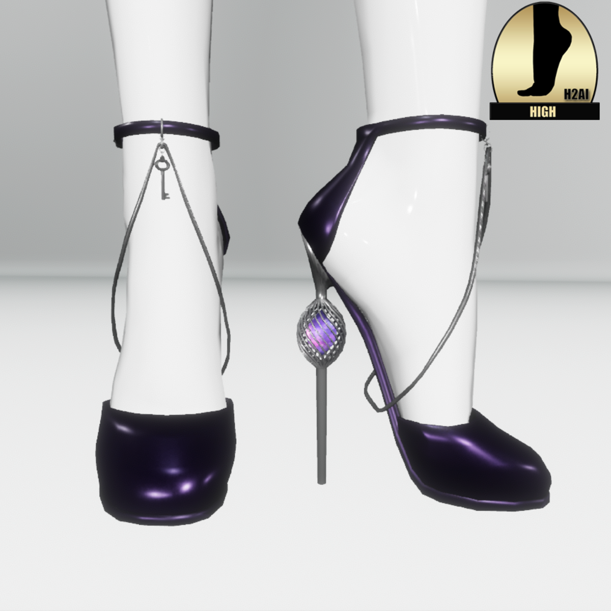 Galaxy cage heels for the h2ai high - purple silver