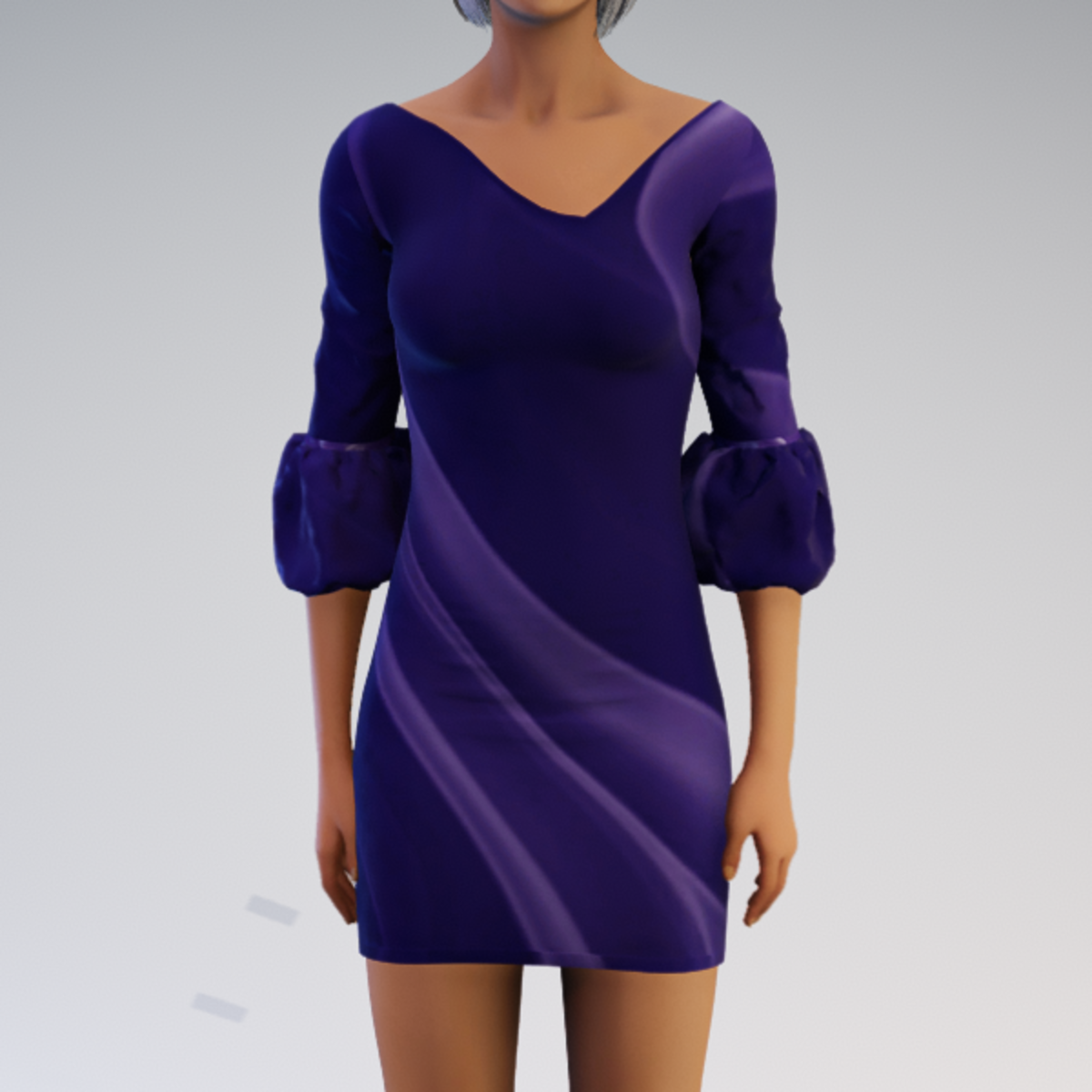 Bell-sleeve Dress - Blue Mod