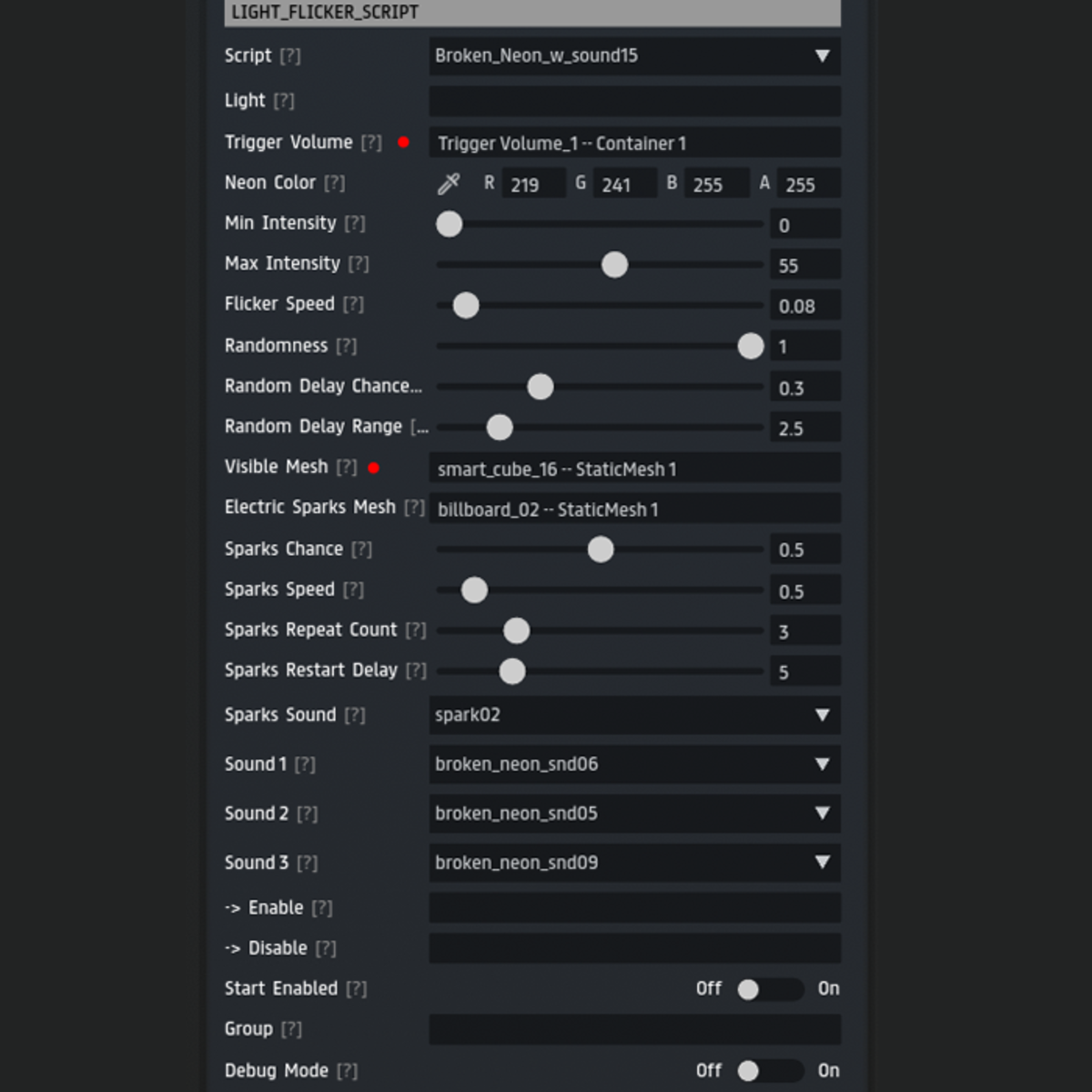 Broken Neon flicker script