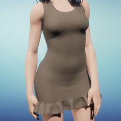 Tank Mini Dress w/ Skirt Ruffle Brown