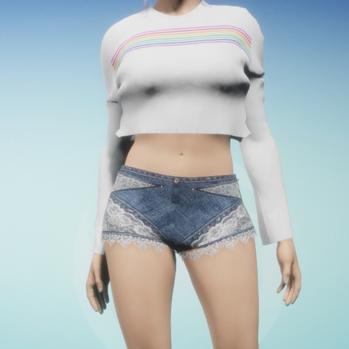 Retro Rainbow Crop Sweatshirt Top