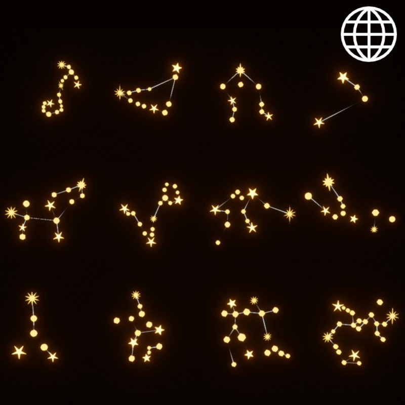 12 Glowing Zodiac Star Signs