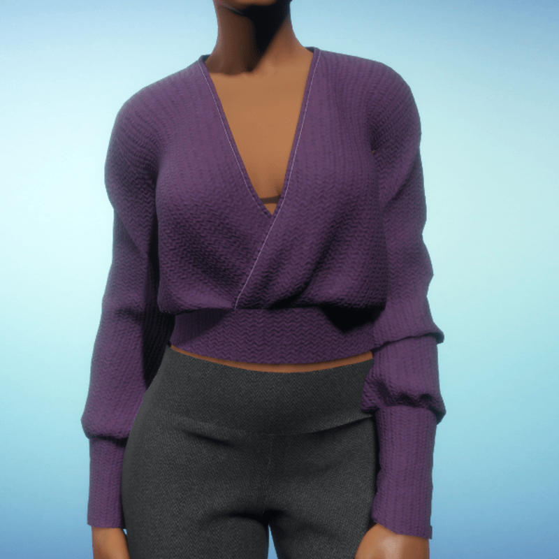 Wrap Cropped Sweater - Grape Chunky