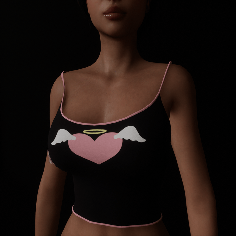 Kawaii Angel Heart Spaghetti Strap Top