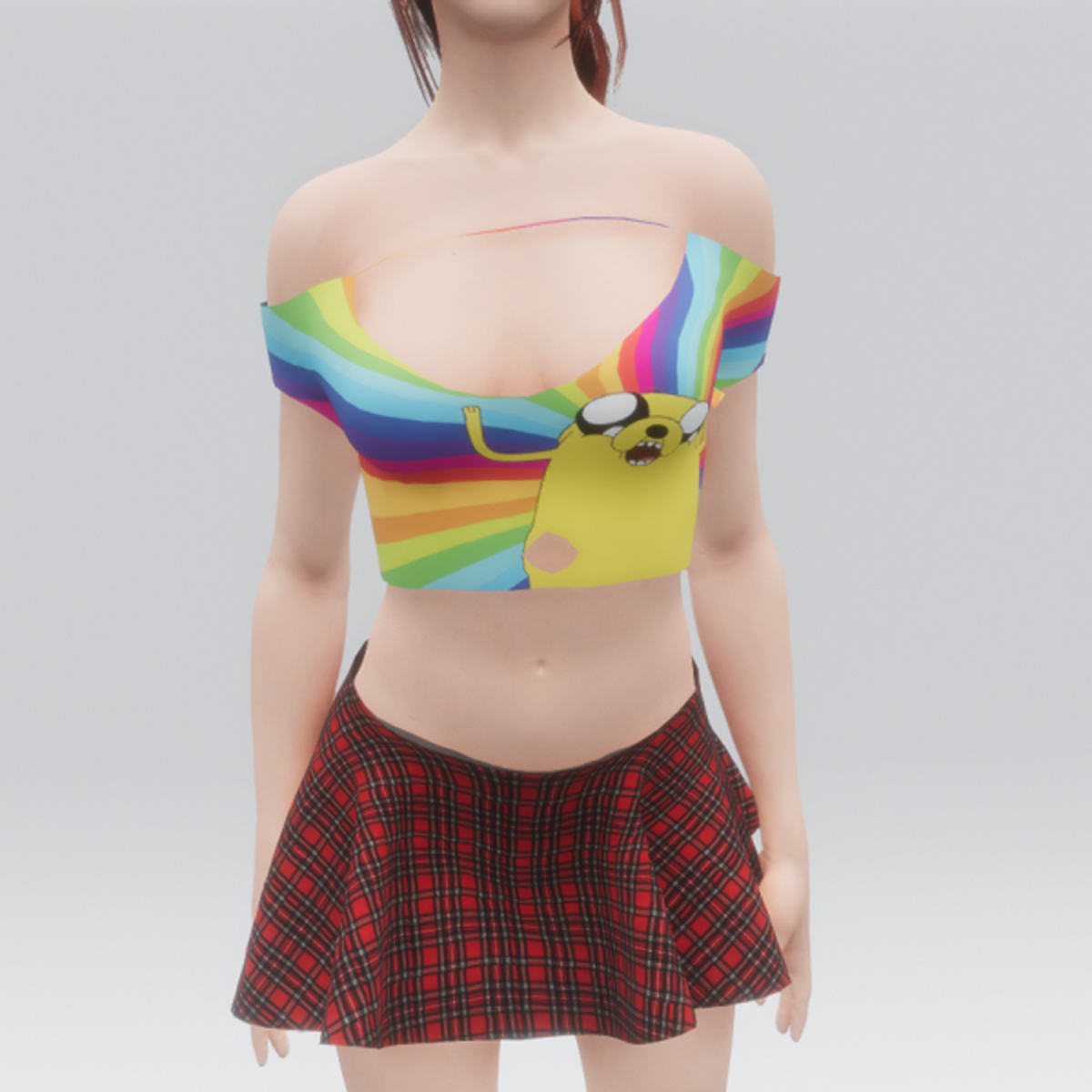 Nerdy Adventure Time Shirt With Plaid Skirt (Swatch 2)