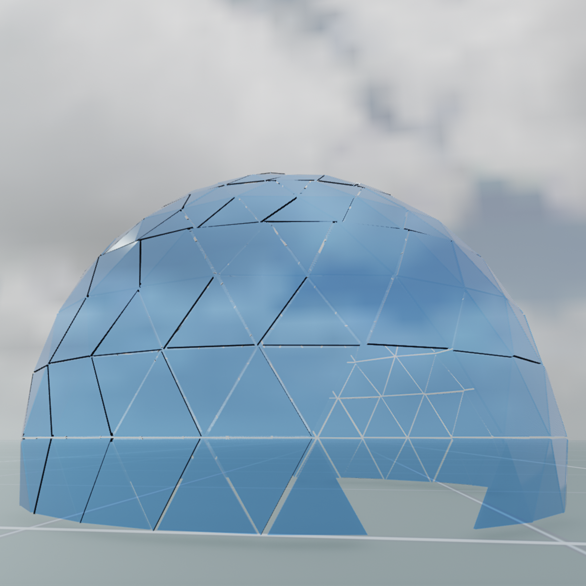 Glass Geo Dome Opening