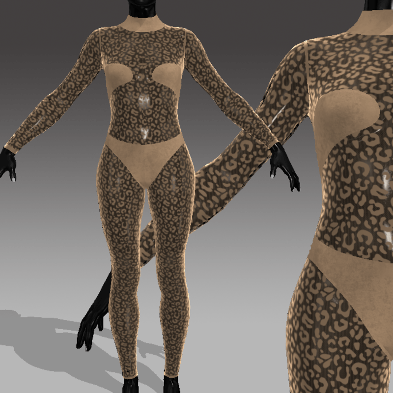 AV2 - Sheer Leopard Catsuit