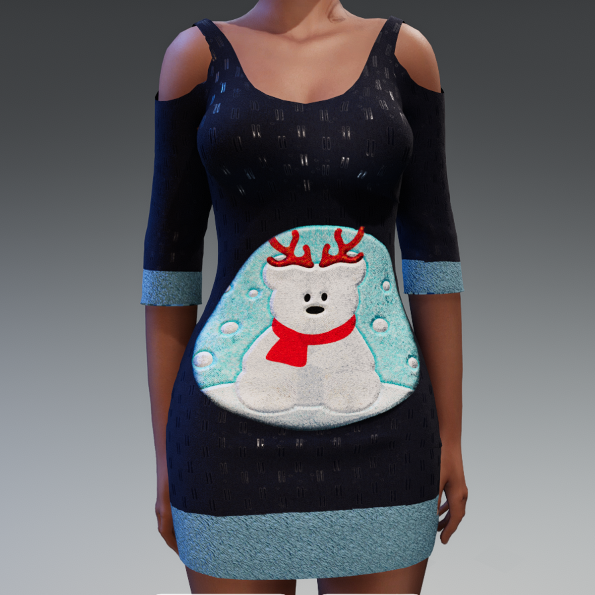 Blue Christmas Dress Snowbear