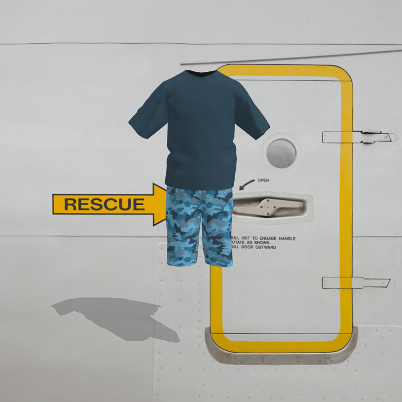 Military Outfit Short sleeve and camouflage pants 02 Navy