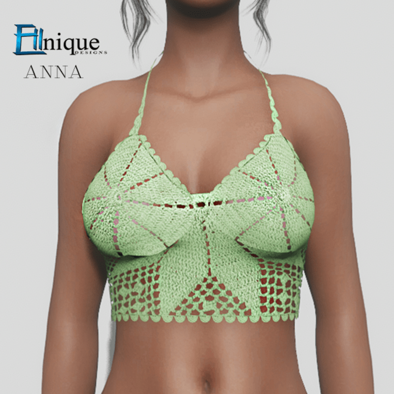 Anna Mint Green Crochet Knit Top