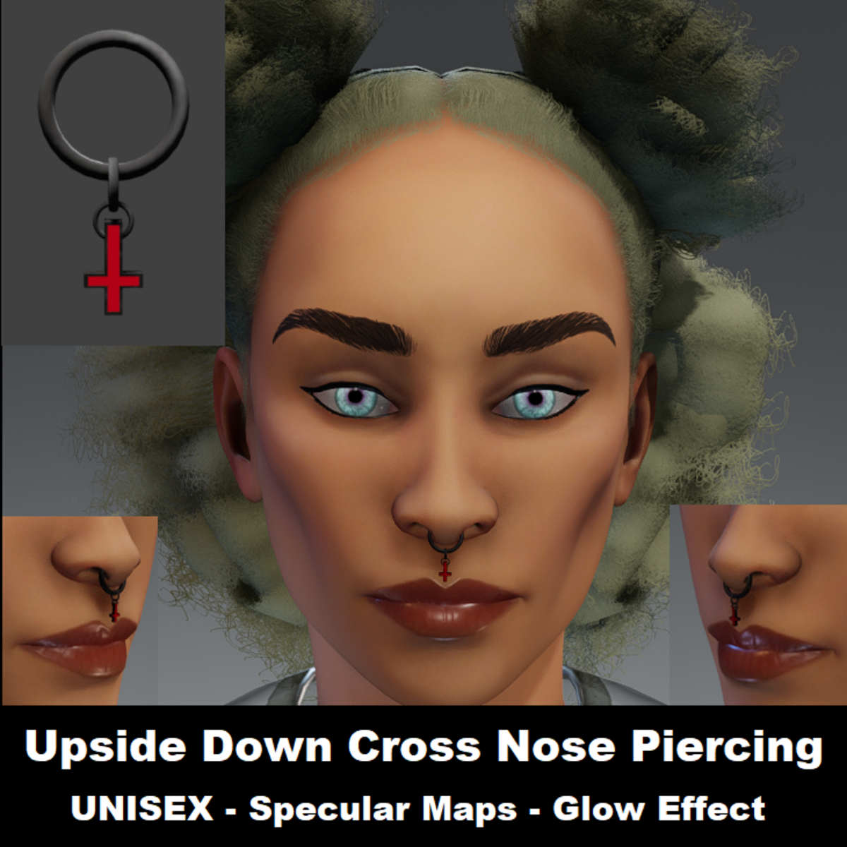 Upside Down Cross - Nose Ring