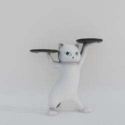 Cat with trays