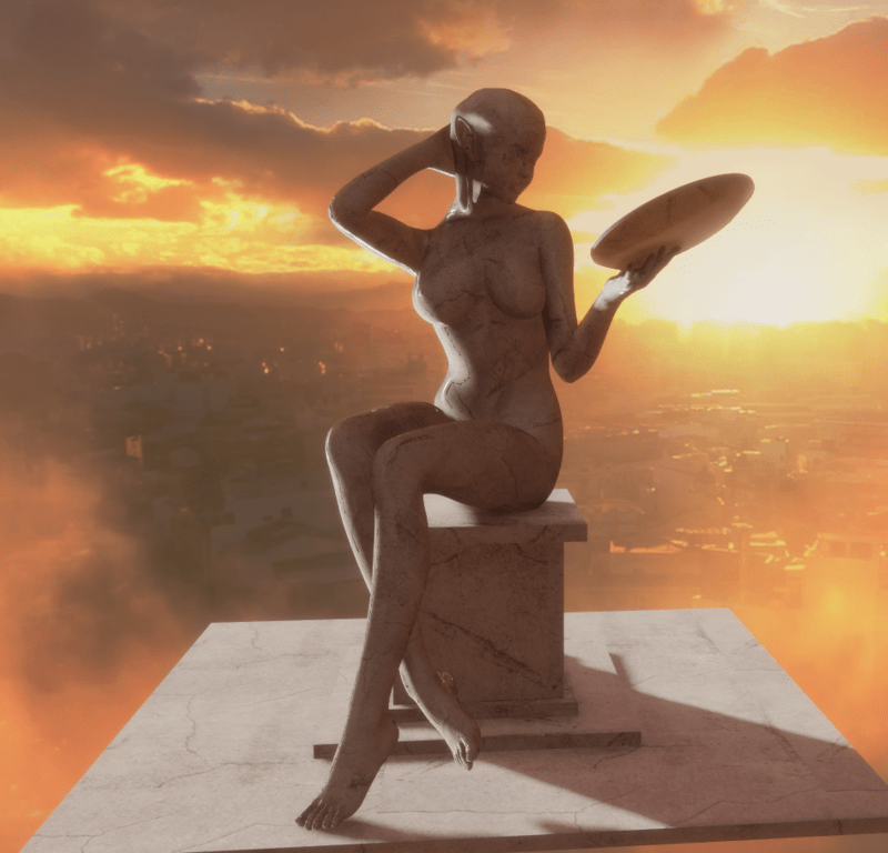 woman statue with mirror