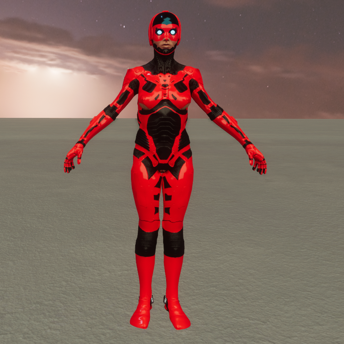 Sci-Fi Female Cyber Robot-Red