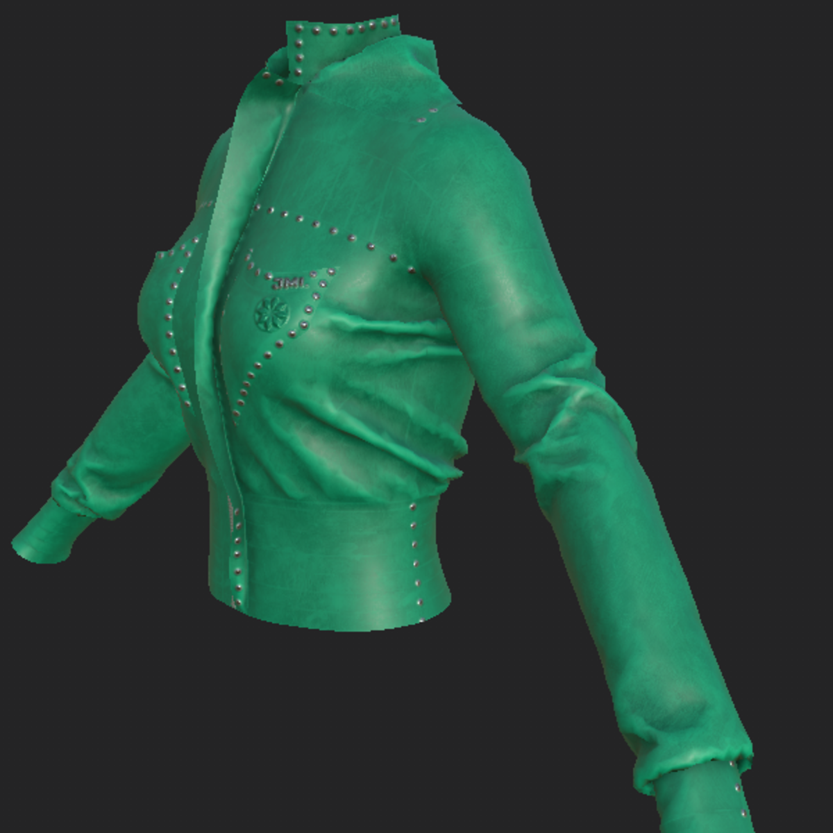 JACKET_ LEATHER F CYAN