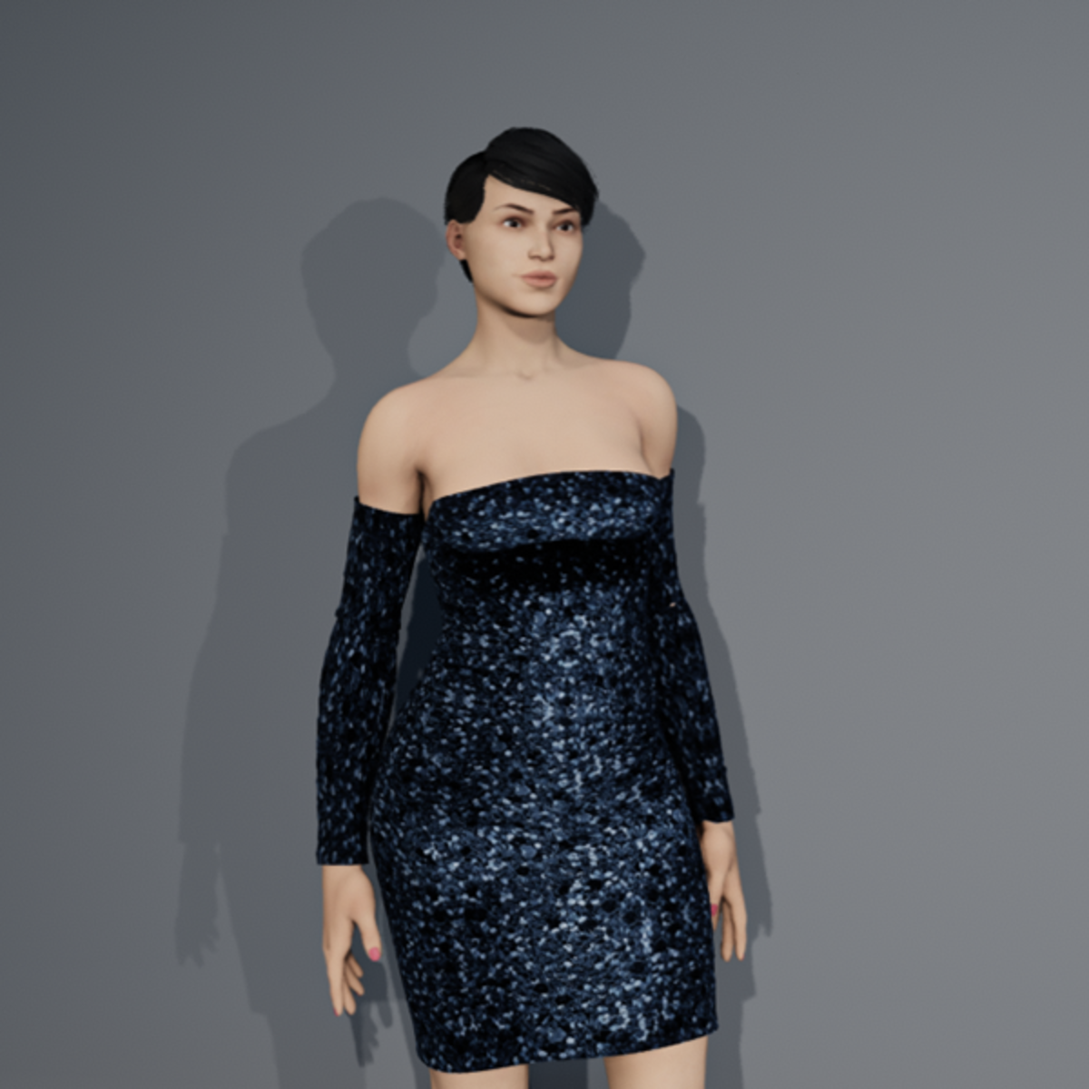 MANDY MINI DRESS WITH GLOVES BLUE