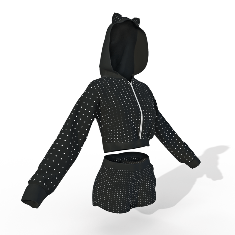 Hoodie and Shorts Black